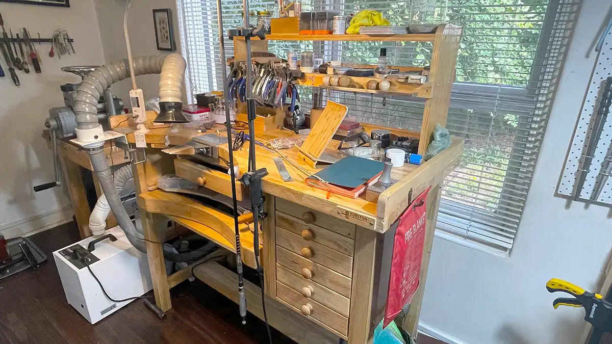 Rebecca Cordingley's jewellery studio in the Adelaide Hills, South Australia