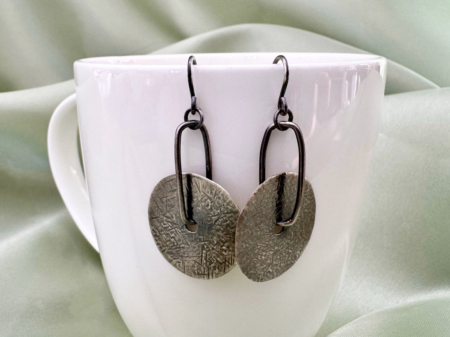 Sterling Silver Textured Disc Earrings