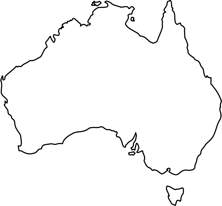 Australian made - black outline of the map of Australia