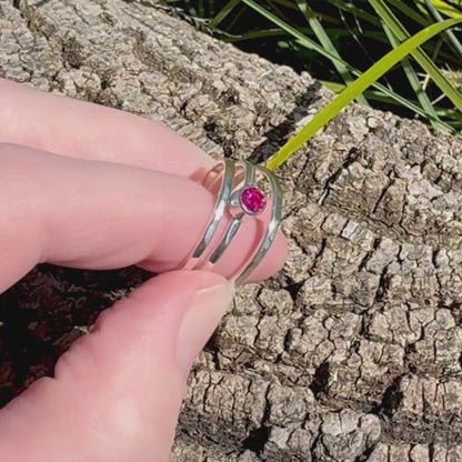 Sterling Silver Stacking Ring Set with Lab-Grown Ruby | July Birthstone