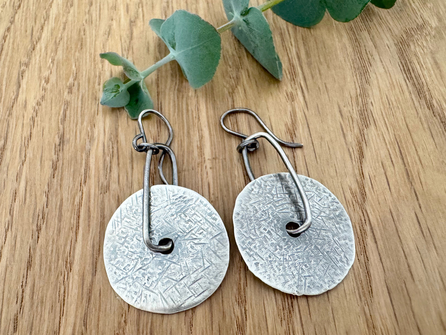 Sterling Silver Textured Disc Earrings