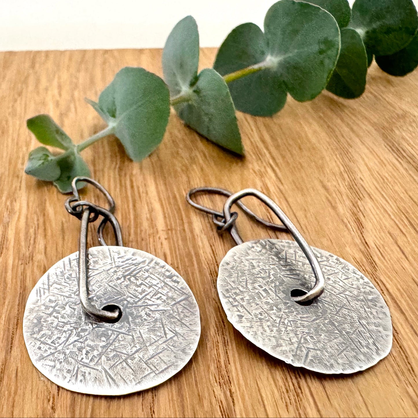 Sterling Silver Textured Disc Earrings