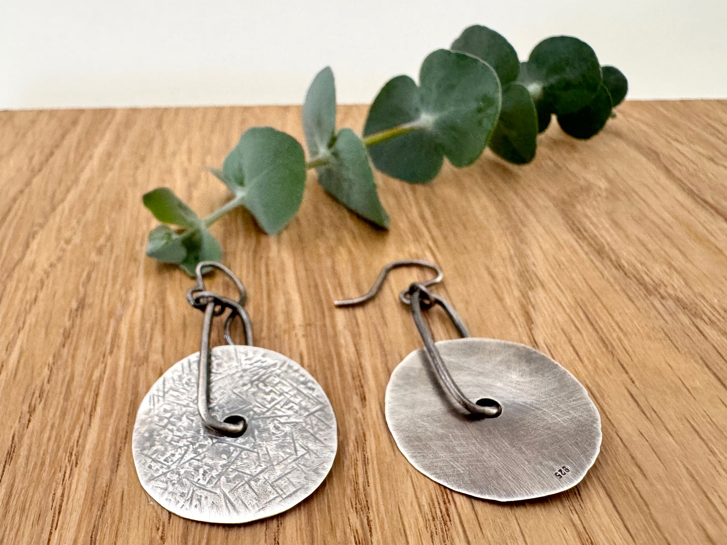 Sterling Silver Textured Disc Earrings