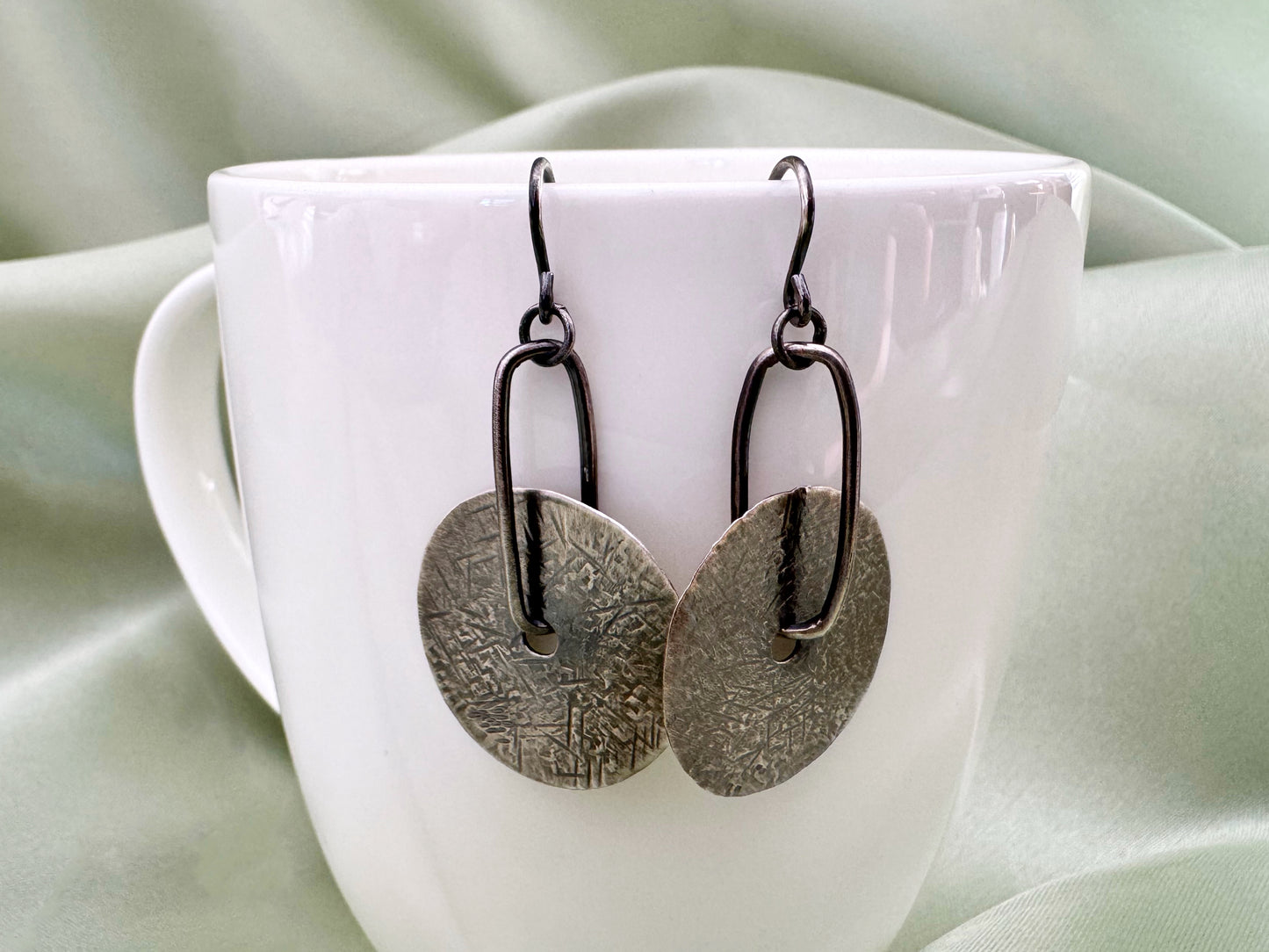Sterling Silver Textured Disc Earrings