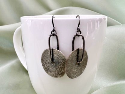 Sterling Silver Textured Disc Earrings