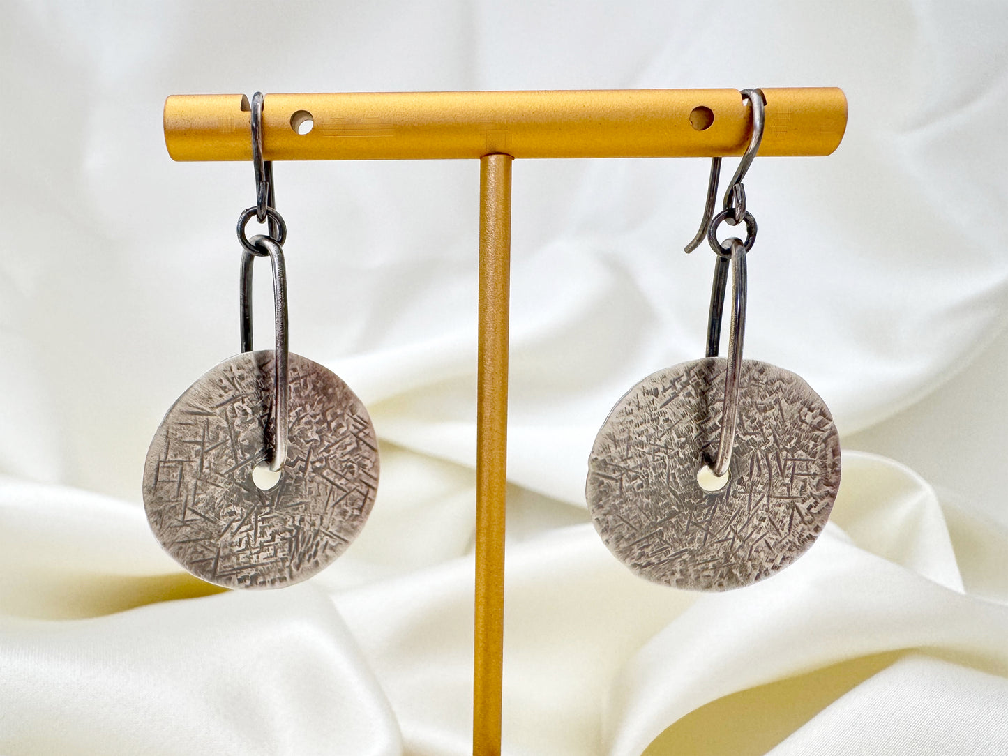 Sterling Silver Textured Disc Earrings
