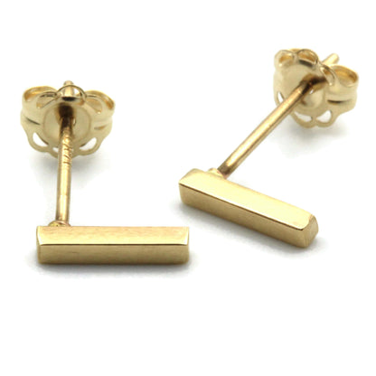 14k gold bar earrings, handmade by Rebecca Cordingley Jewellery