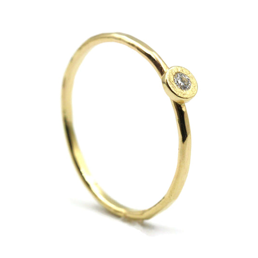 Alternative engagement rings - 14k gold moissanite stackable ring by Rebecca Cordingley Jewellery