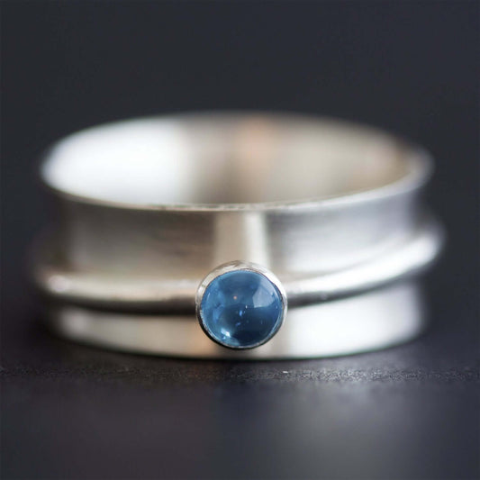 Blue Topaz and Sterling Silver Fidget Ring | Rebecca Cordingley Jewellery