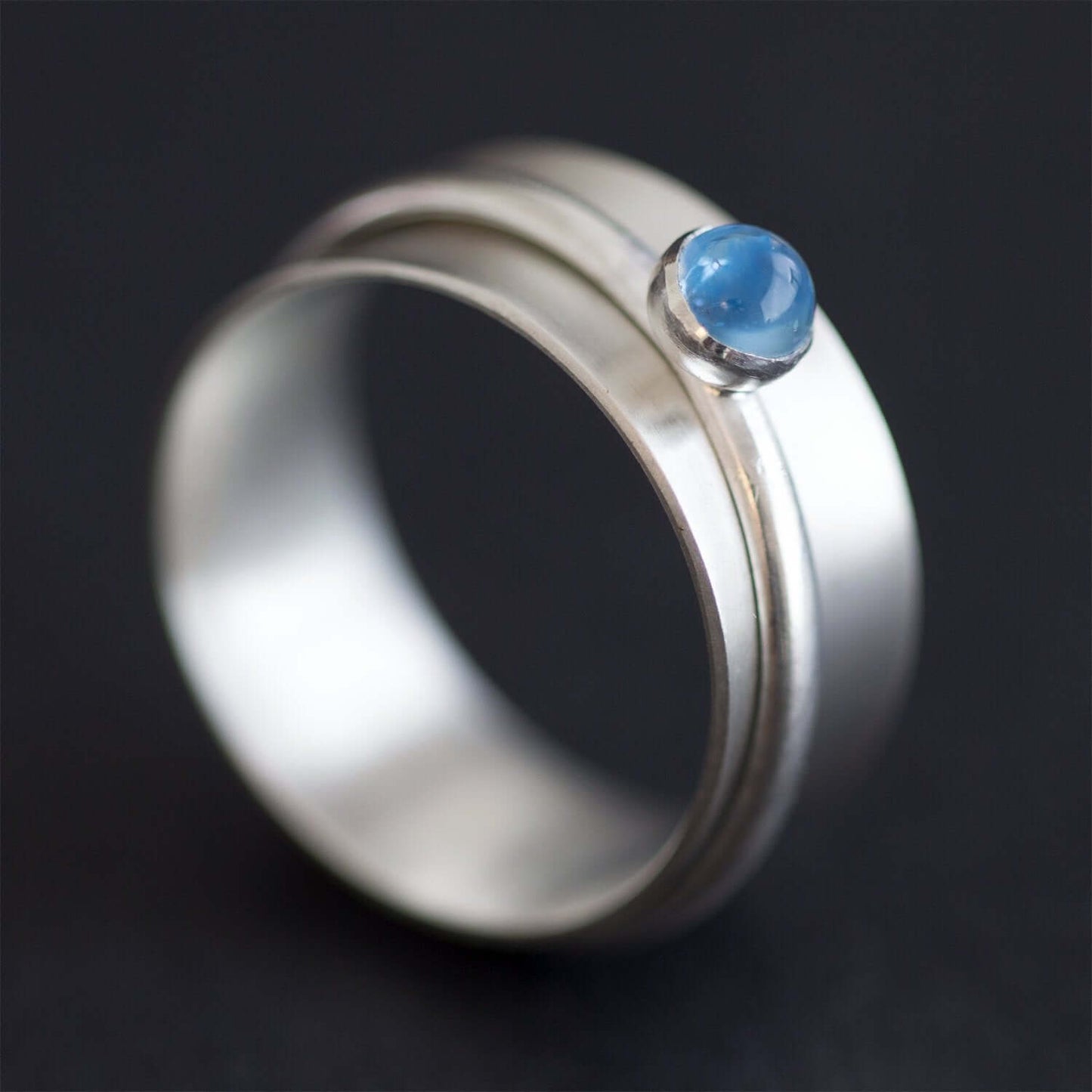 Blue Topaz and Sterling Silver Fidget Ring | Rebecca Cordingley Jewellery