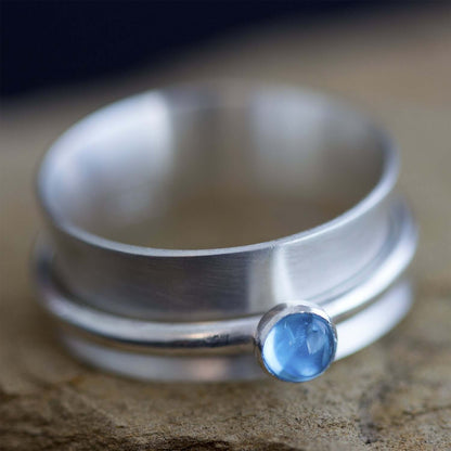 Blue Topaz and Sterling Silver Fidget Ring | Rebecca Cordingley Jewellery