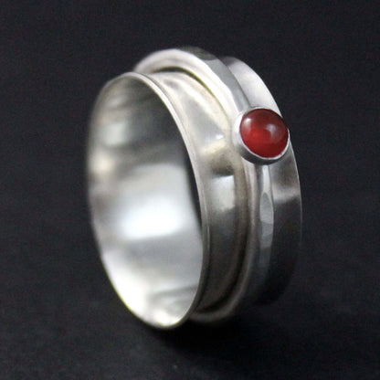 Sterling Silver and Carnelian Fidget Ring - Rebecca Cordingley