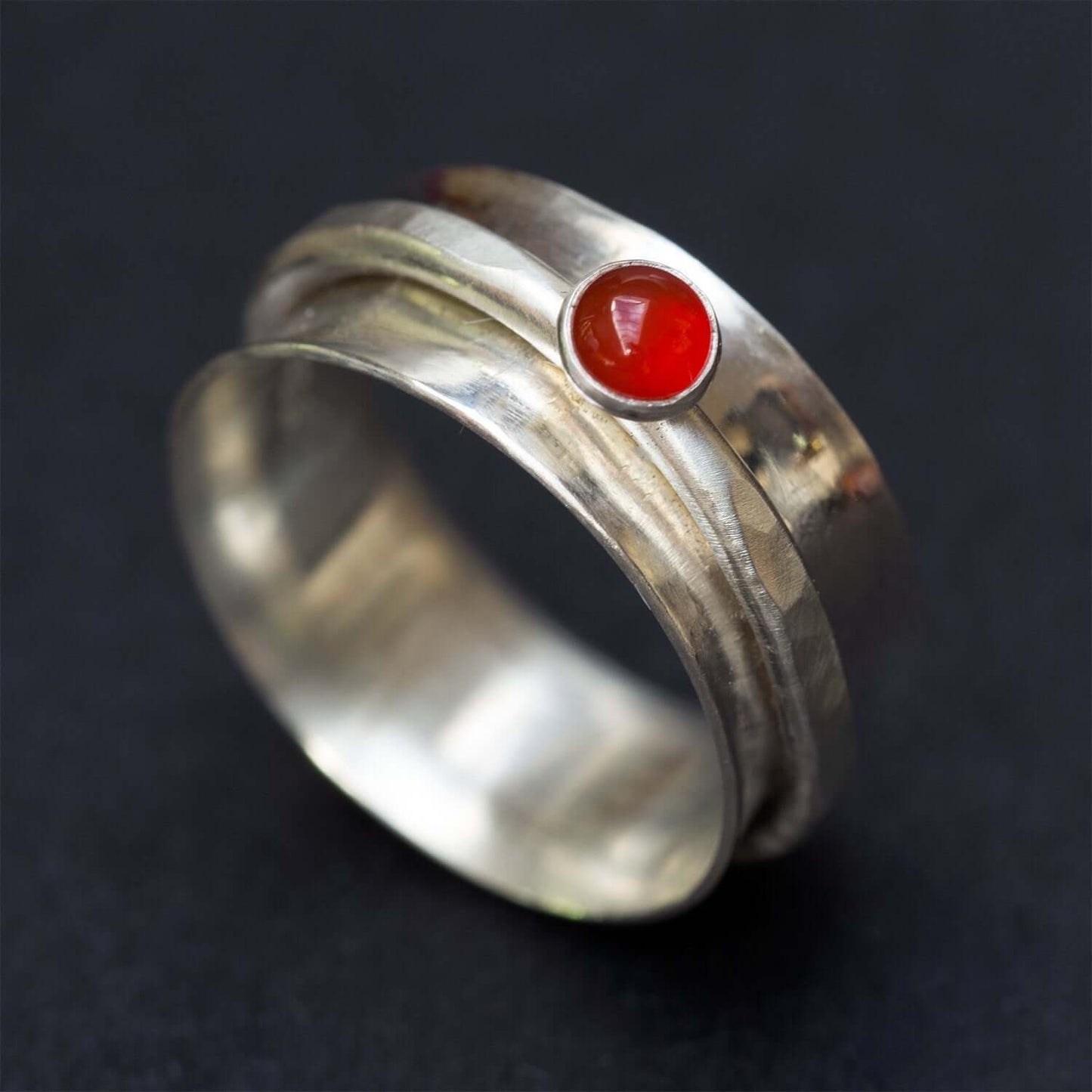 Sterling Silver and Carnelian Fidget Ring - Rebecca Cordingley