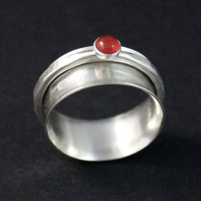 Sterling Silver and Carnelian Fidget Ring - Rebecca Cordingley