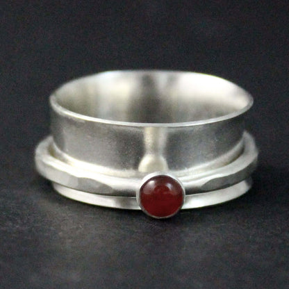 Sterling Silver and Carnelian Fidget Ring - Rebecca Cordingley