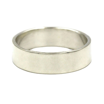 Flat sterling silver wedding ring, 6mm polished band