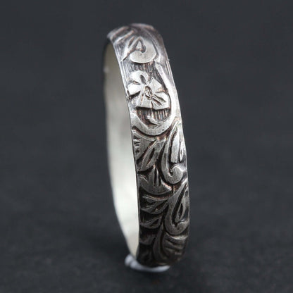 Flower Pattern Silver Ring | Rebecca Cordingley Jewellery