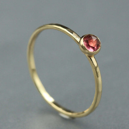 January Birthstone Garnet and Gold Stacking Ring - Rebecca Cordingley