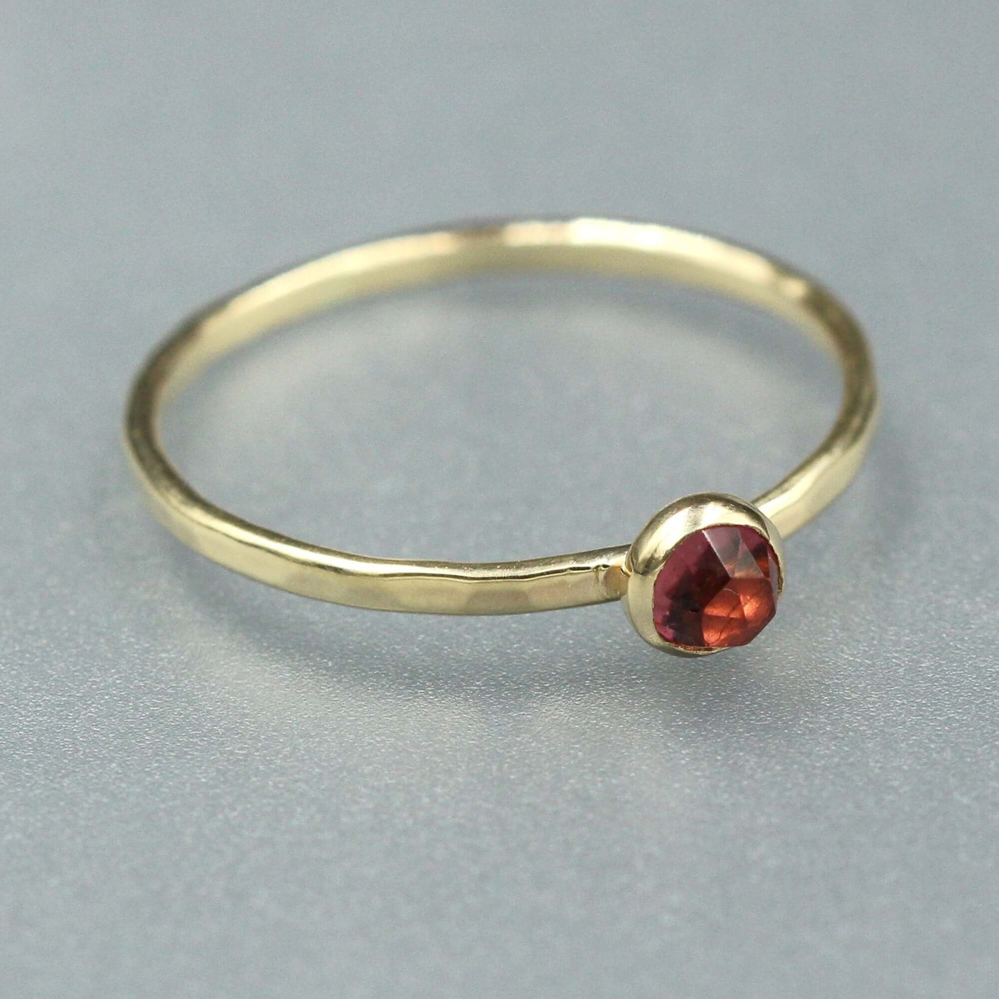 January Birthstone Garnet and Gold Stacking Ring - Rebecca Cordingley