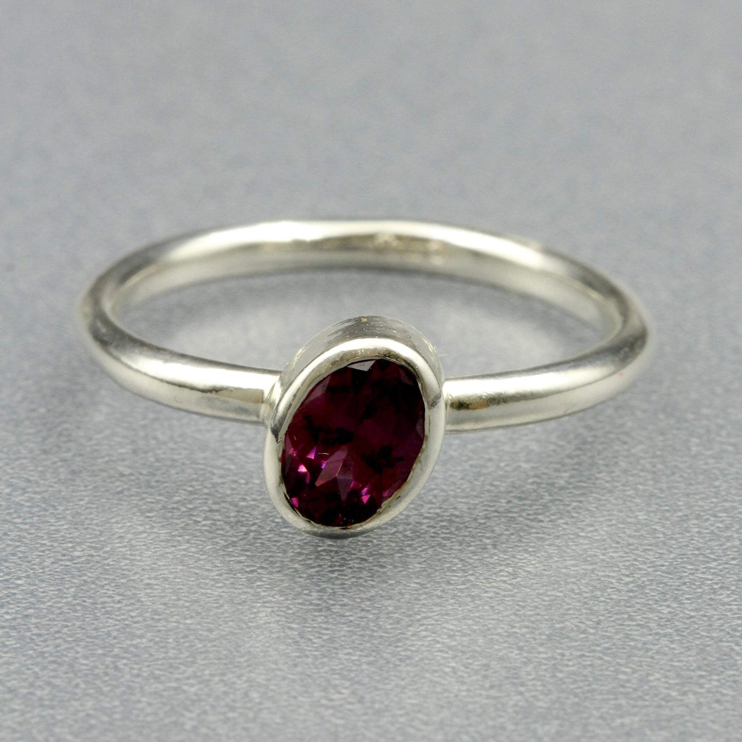 Oval Rhodolite Garnet Silver Ring - Rebecca Cordingley