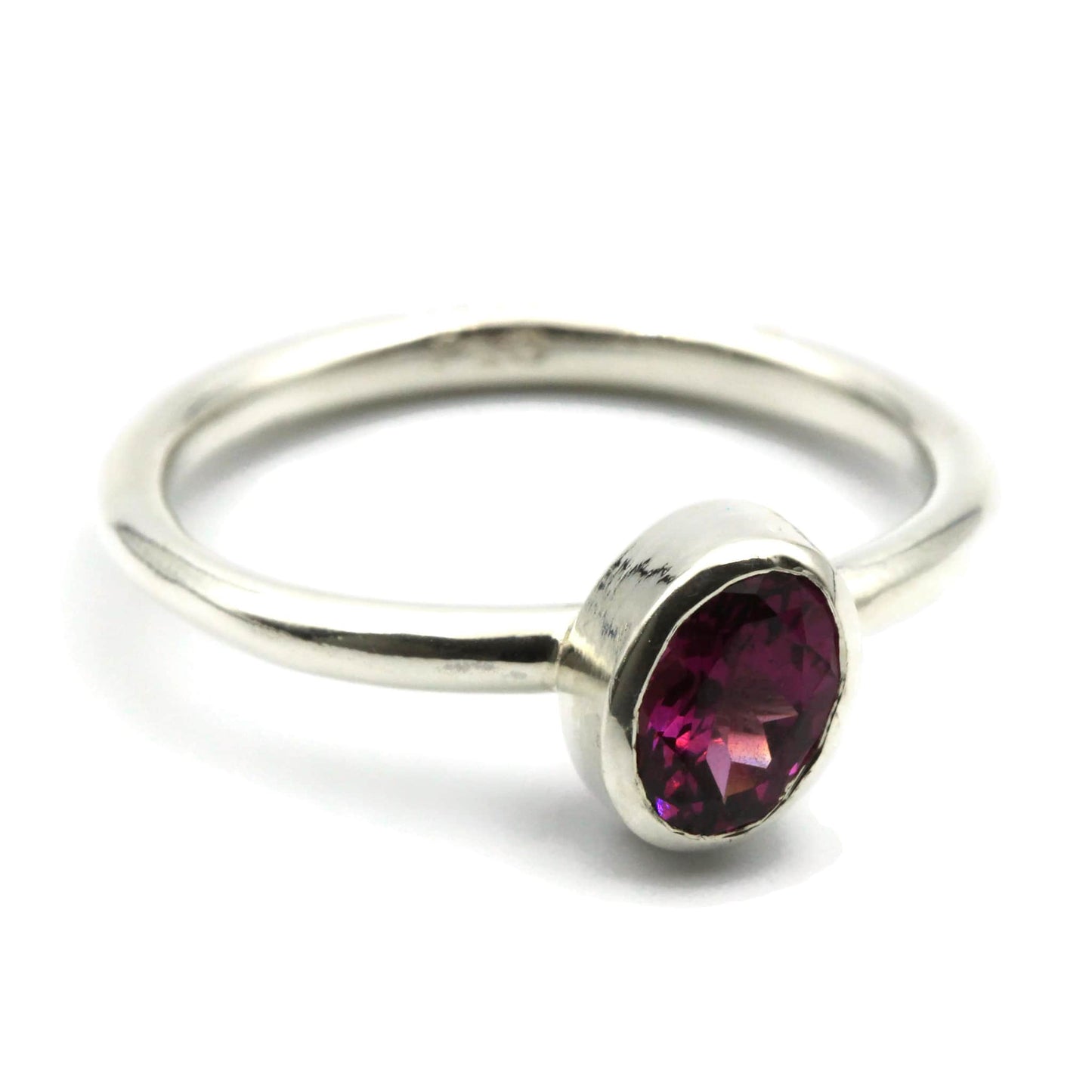 Oval Rhodolite Garnet Silver Ring - Rebecca Cordingley