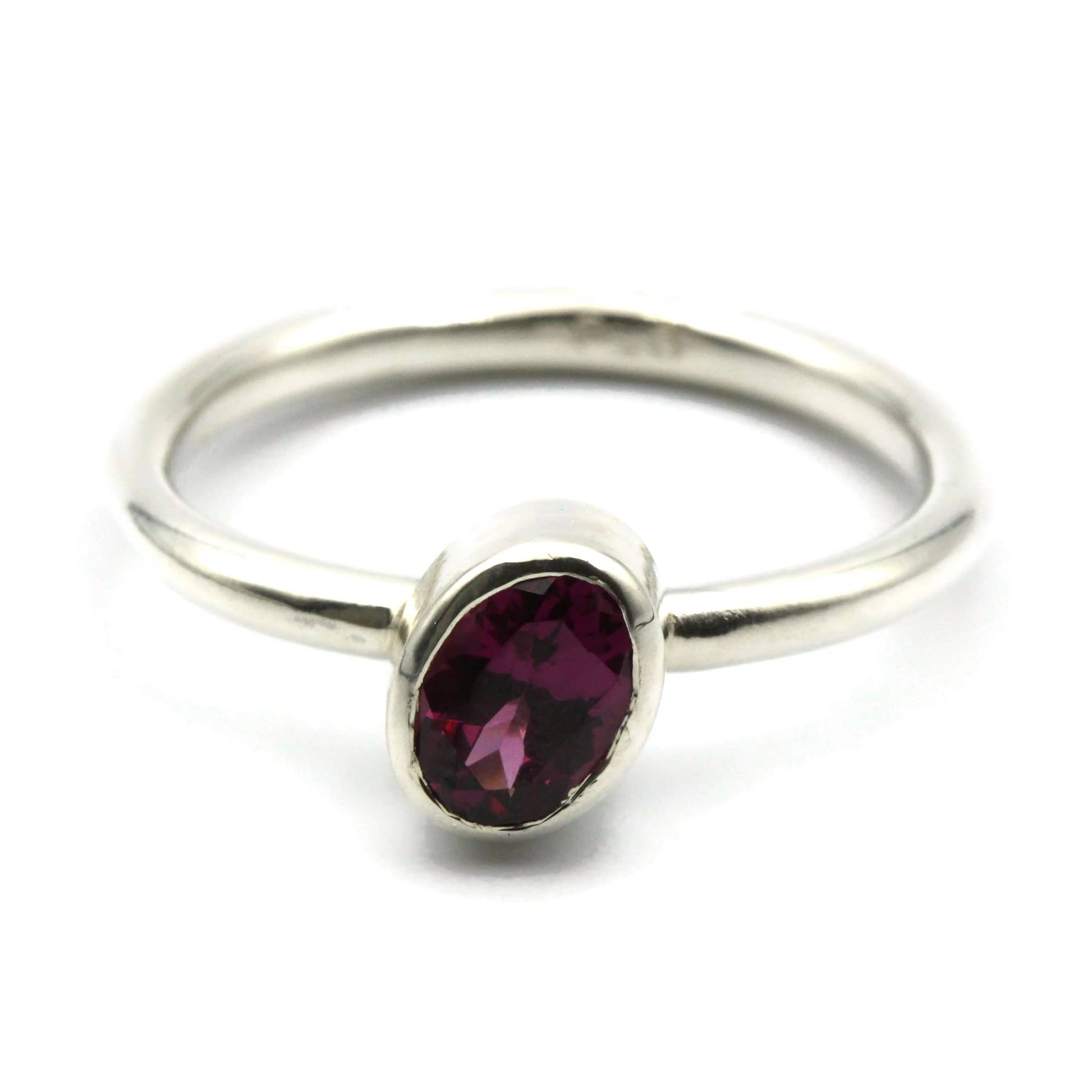 Oval Rhodolite Garnet Silver Ring - Rebecca Cordingley