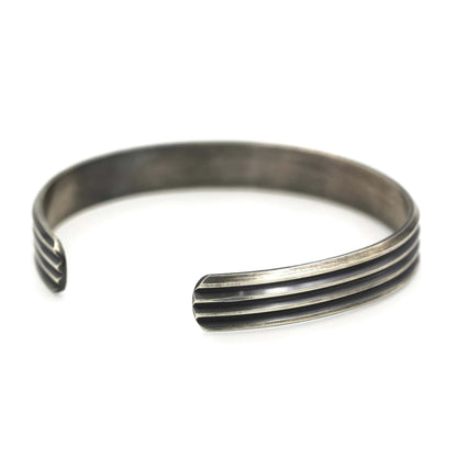 Ridged Sterling Silver Bracelet for Men - Rebecca Cordingley