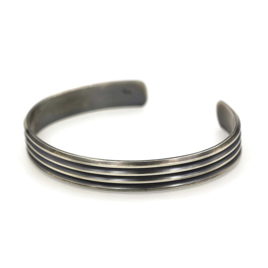 Ridged Sterling Silver Bracelet for Men - Rebecca Cordingley