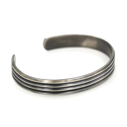 Ridged Sterling Silver Bracelet for Men - Rebecca Cordingley