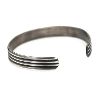 Ridged Sterling Silver Bracelet for Men - Rebecca Cordingley