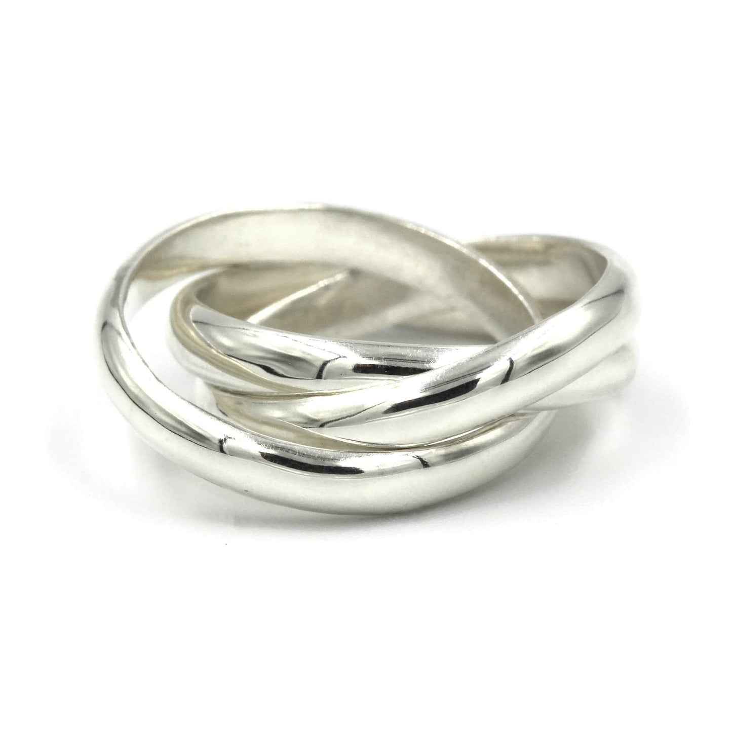 A sterling silver Russian wedding ring with three bands