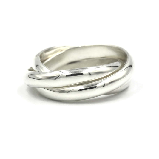 A sterling silver Russian wedding ring with three bands