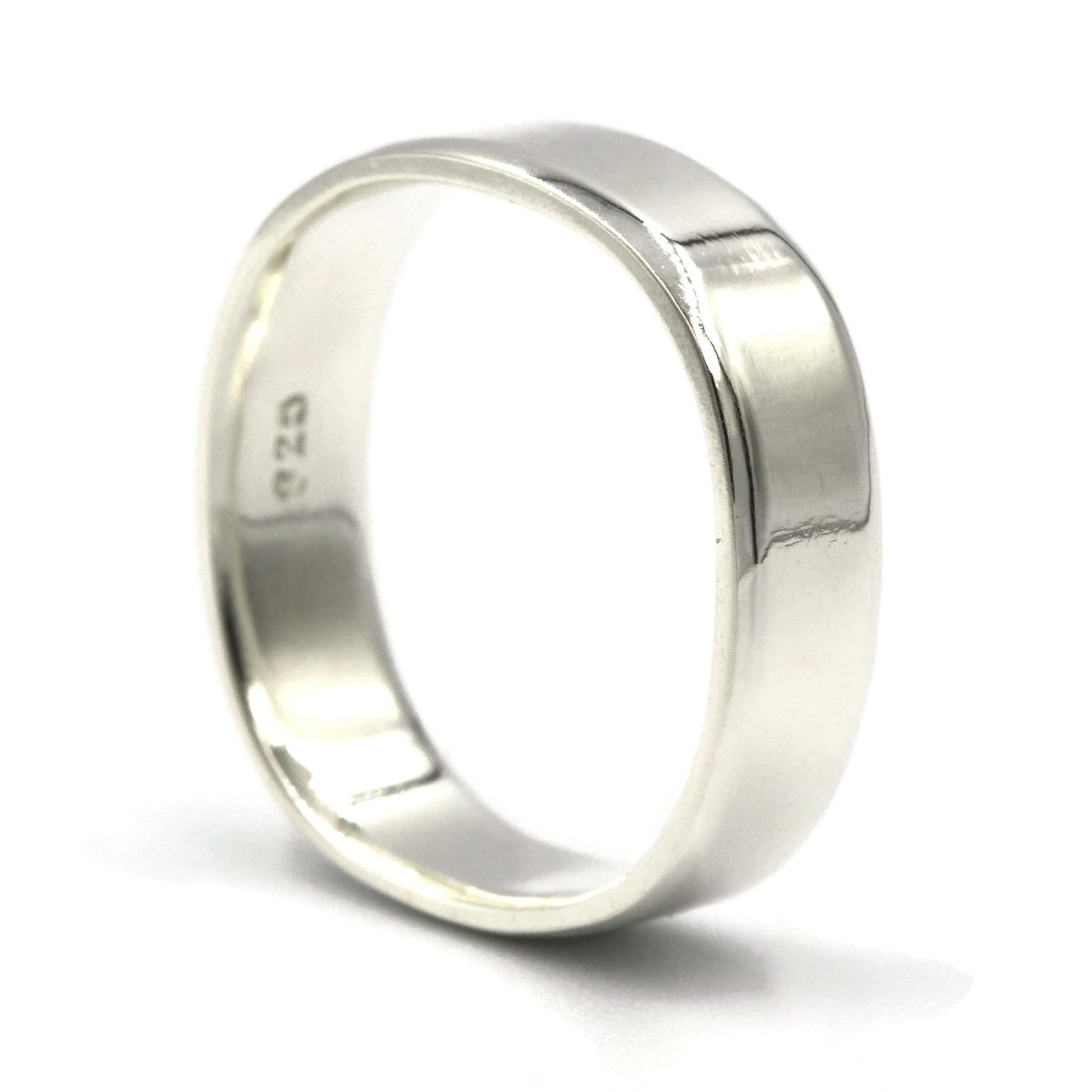 Square sterling silver wedding ring with bevelled edges, handmade in Australia by Rebecca Cordingley Jewellery