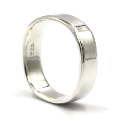 Square sterling silver wedding ring with bevelled edges, handmade in Australia by Rebecca Cordingley Jewellery
