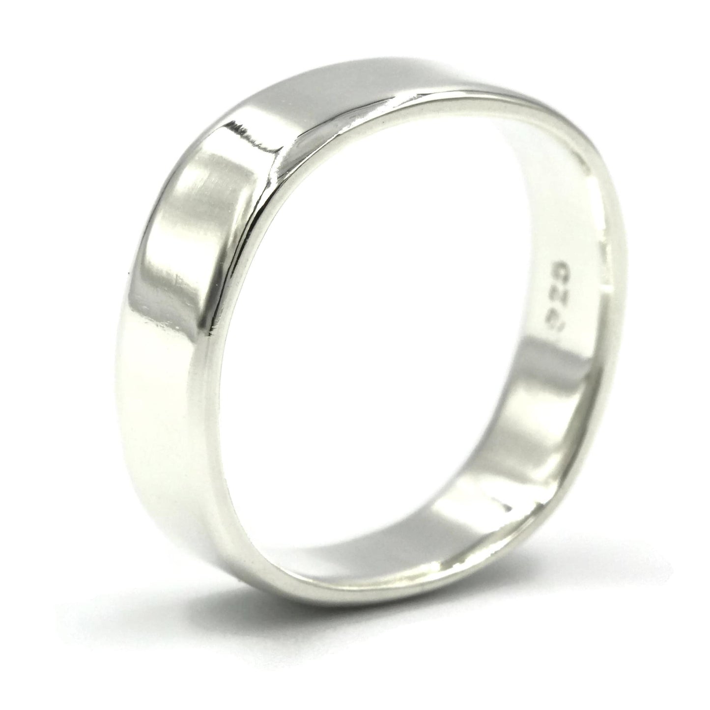 Square sterling silver wedding ring with bevelled edges, handmade by Rebecca Cordingley in Adelaide South Australia