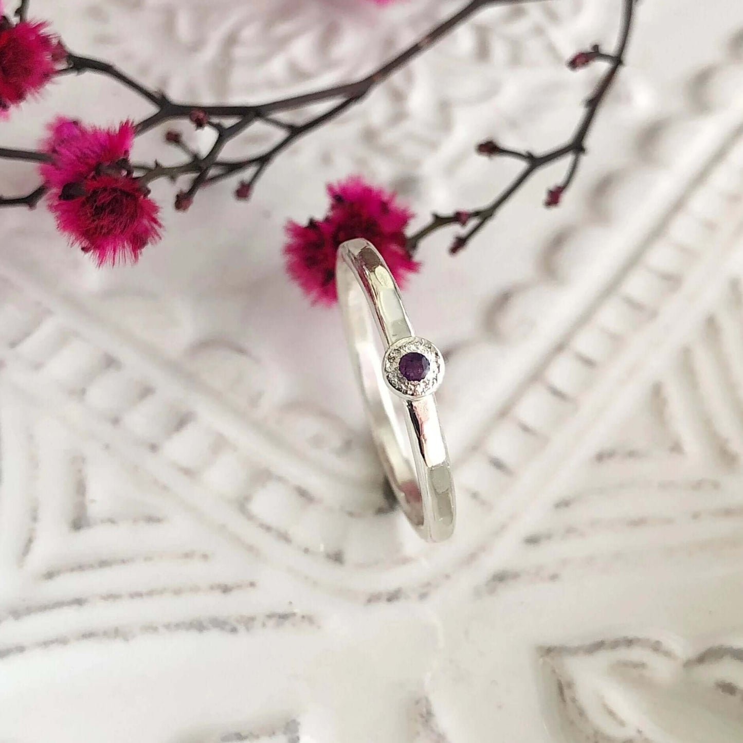 Sterling Silver & Amethyst Stacking Ring - Rebecca Cordingley