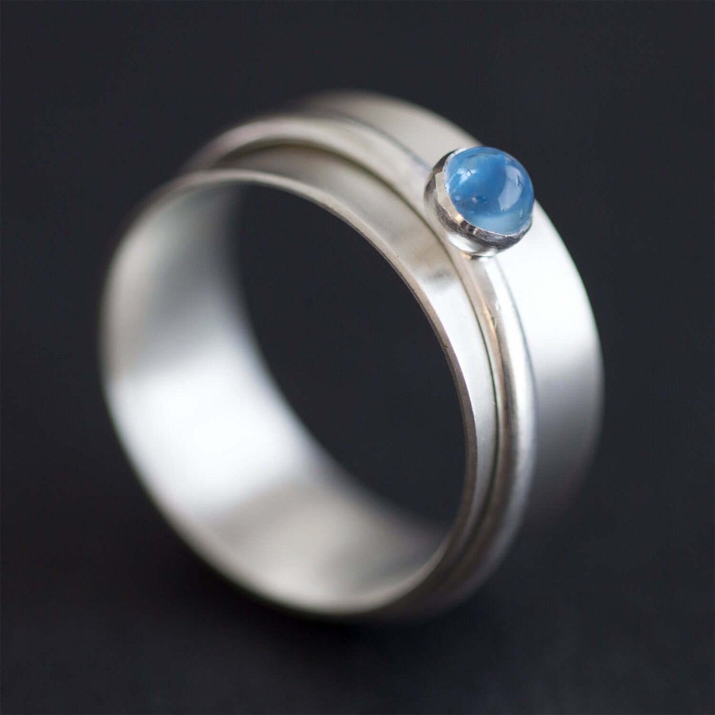 Sterling Silver and Blue Topaz Spinner Ring - Rebecca Cordingley