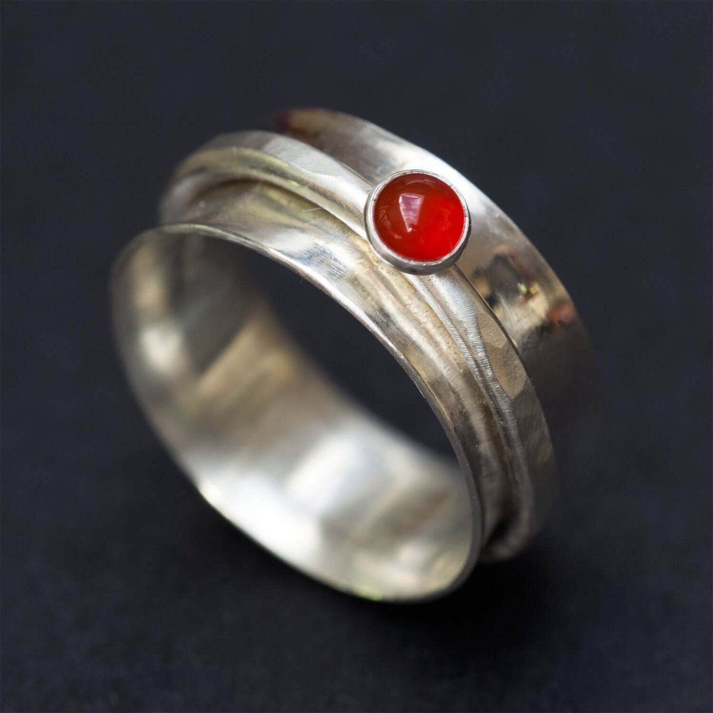 Sterling Silver and Carnelian Spinner Ring - Rebecca Cordingley