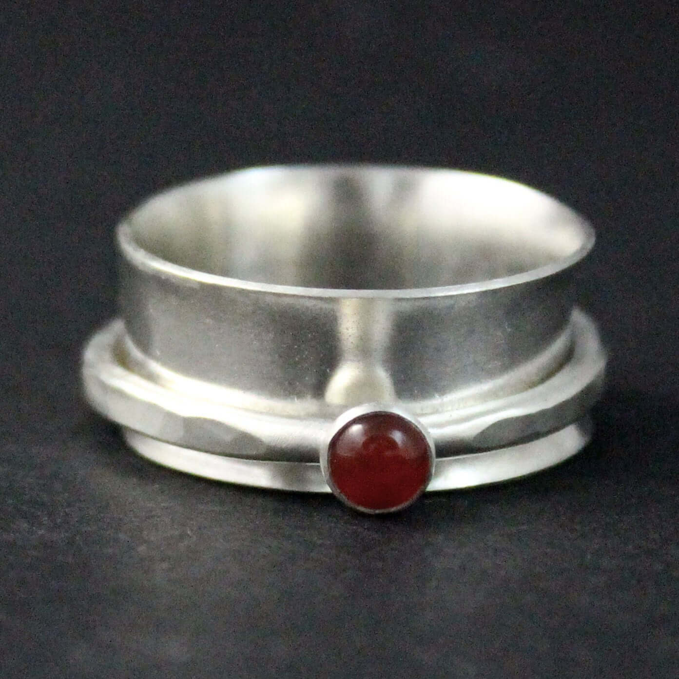 Sterling Silver and Carnelian Spinner Ring - Rebecca Cordingley