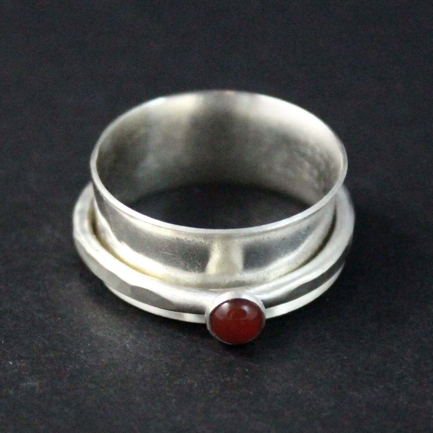 Sterling Silver and Carnelian Spinner Ring - Rebecca Cordingley