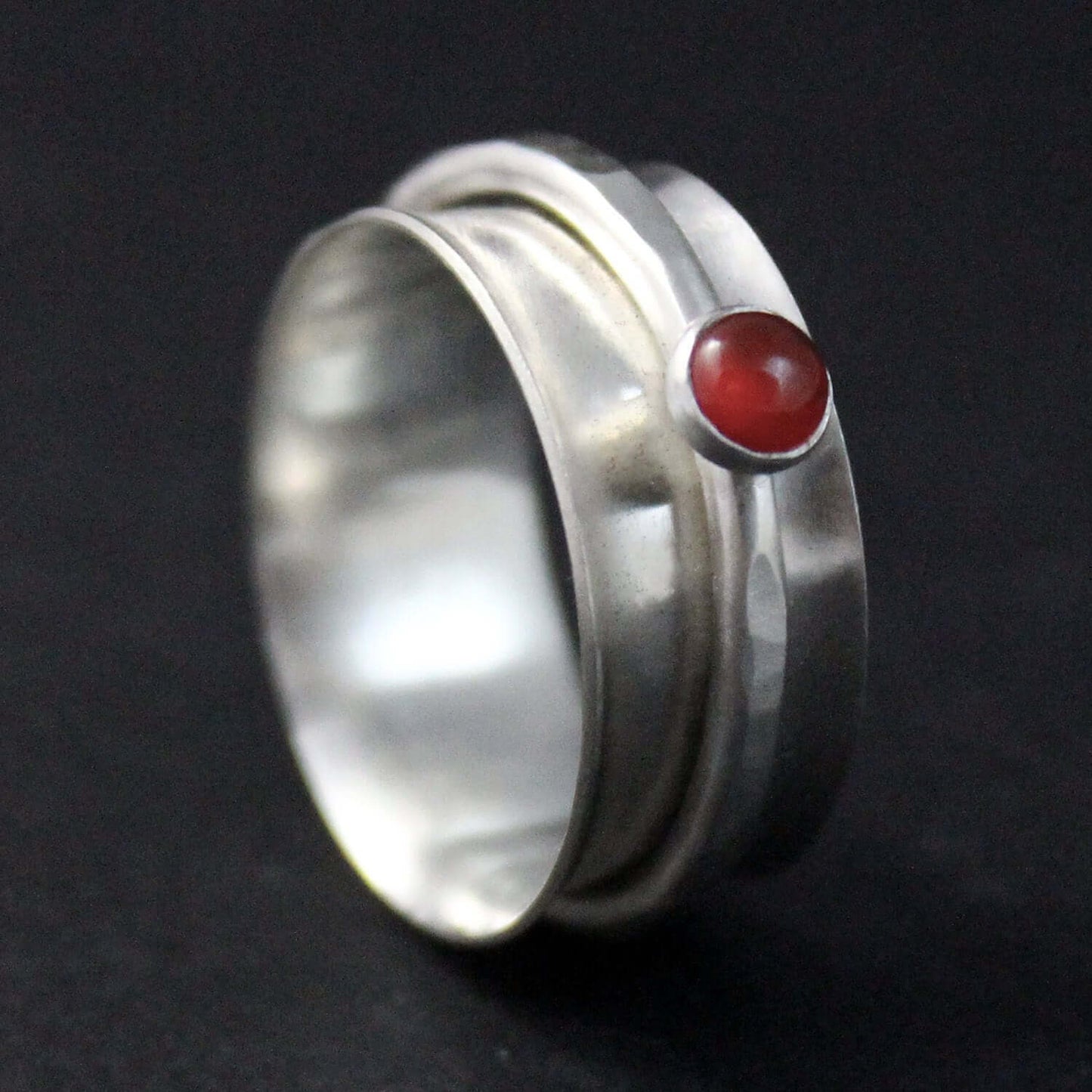 Sterling Silver and Carnelian Spinner Ring - Rebecca Cordingley