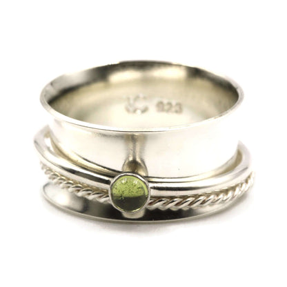 Sterling Silver Fidget Ring with Peridot - Rebecca Cordingley