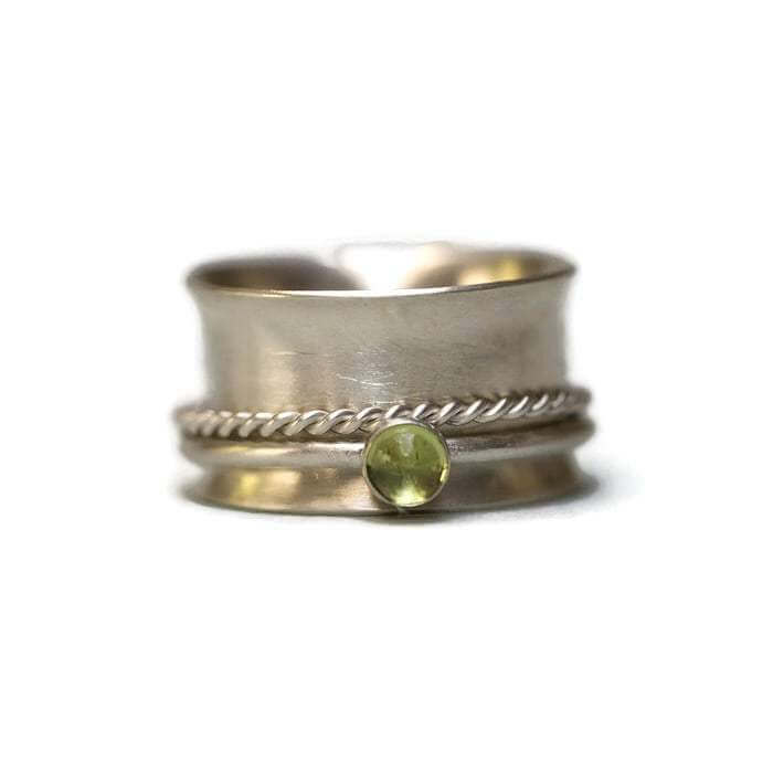 Sterling Silver Spinner Ring with Peridot - Rebecca Cordingley