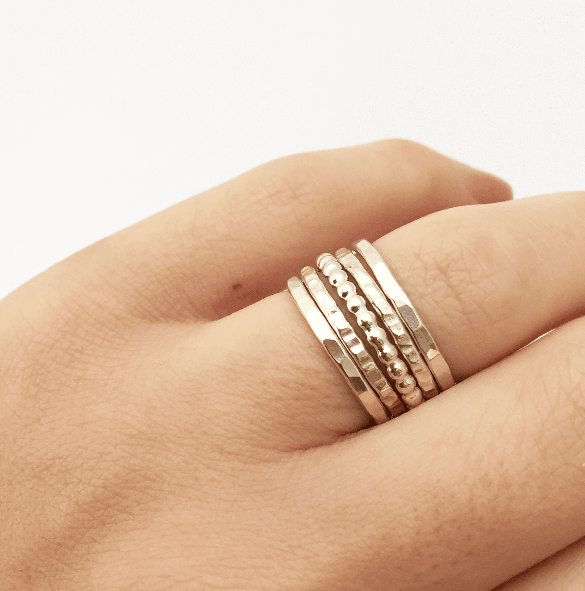 Stacking gold and online silver rings