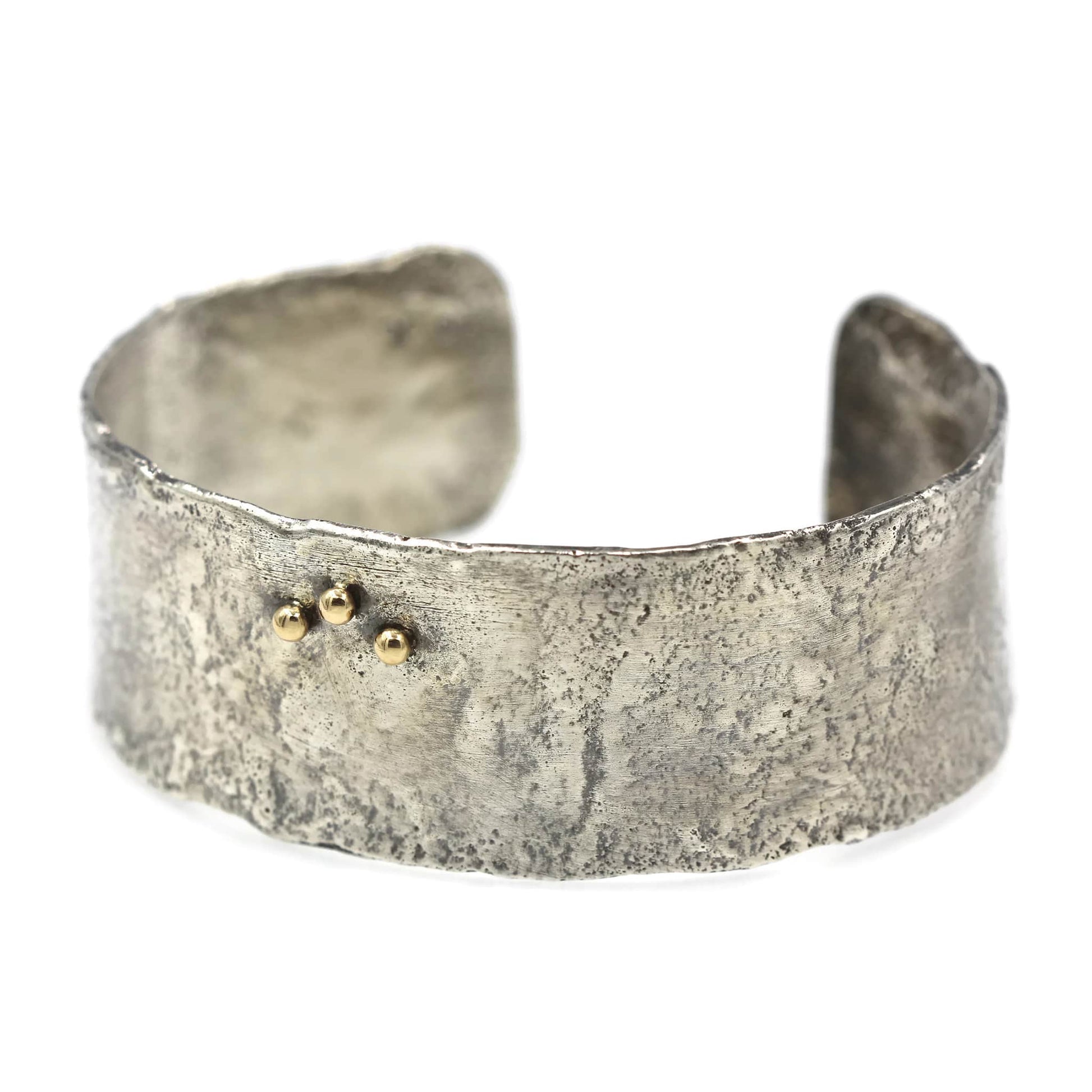 Wide Sterling Silver & Gold Cuff Bracelet - Rebecca Cordingley