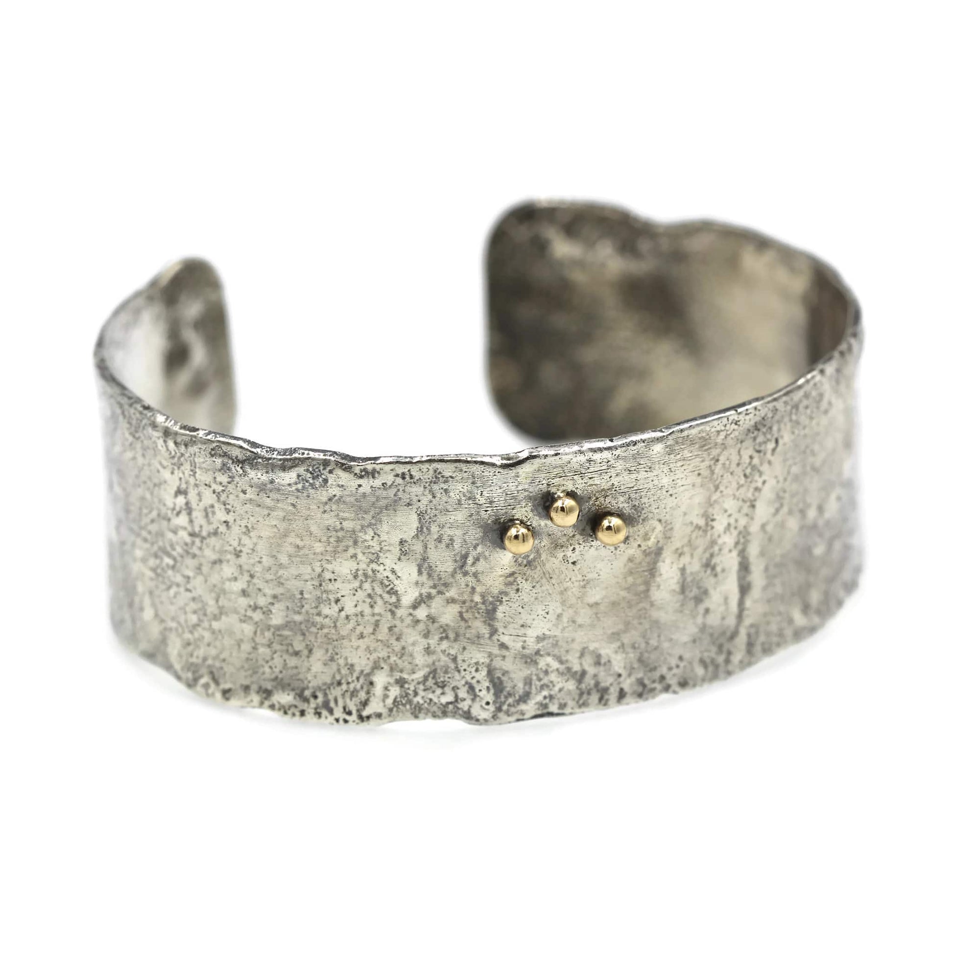 Wide Sterling Silver & Gold Cuff Bracelet - Rebecca Cordingley