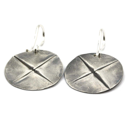 Women's Silver Drop Earrings | Fold Formed Cross - Rebecca Cordingley