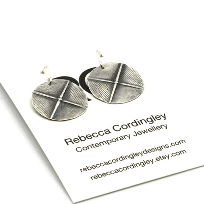 Women's Silver Drop Earrings | Fold Formed Cross - Rebecca Cordingley